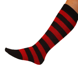 Striped Red Black Knee High Socks