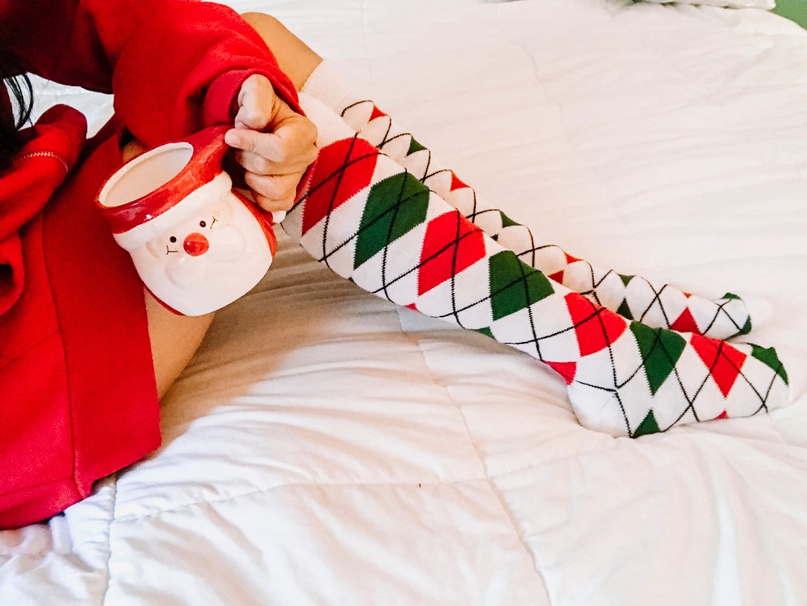christmas socks pictured with diamonds