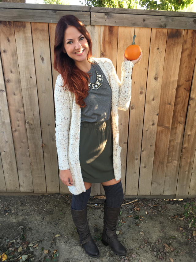 Girl Wearing Thigh Highs With Pumpkin