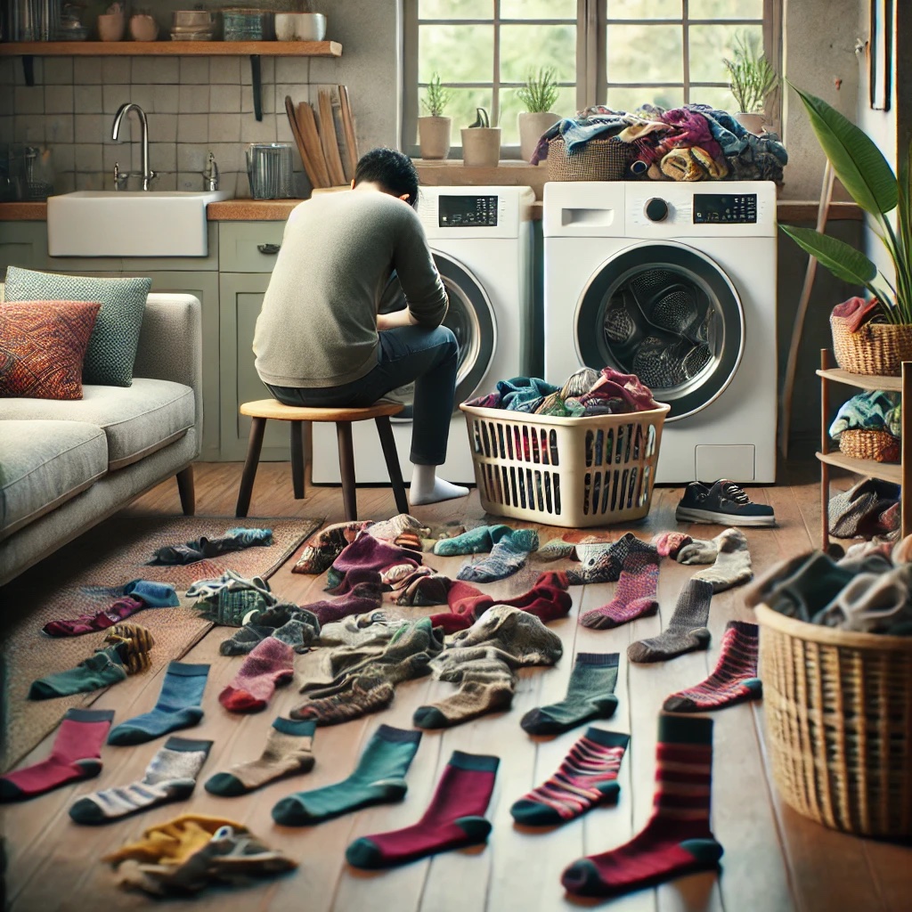 Person Sorting and Cleaning Socks